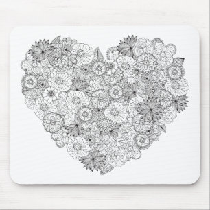 Floral Heart Doodle Muismat
