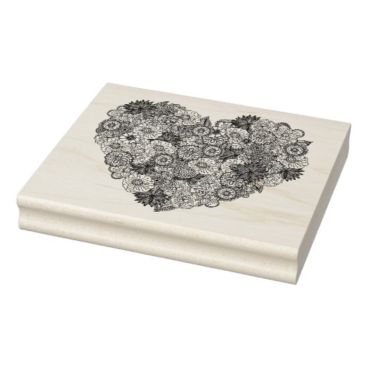 Floral Heart Doodle Rubberstempel (Stempel)