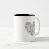 Floral Heart Doodle Tweekleurige Koffiemok (Voorkant rechts)