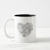Floral Heart Doodle Tweekleurige Koffiemok (Links)
