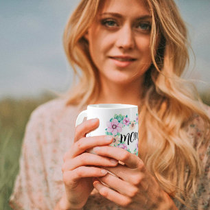 Floral Heart en boeketten met tekst MOM mok