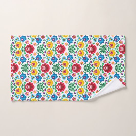 Floral Heart Folk Art Pattern Bad Handdoek (Handdoek)