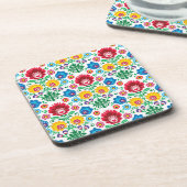Floral Heart Folk Art Pattern Bier Onderzetter (Linkerzijde)
