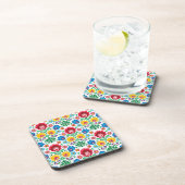 Floral Heart Folk Art Pattern Bier Onderzetter (Rechterzijde)