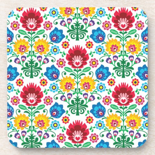 Floral Heart Folk Art Pattern Bier Onderzetter (Voorkant)