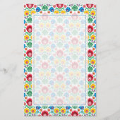 Floral Heart Folk Art Pattern Briefpapier (Voorkant)