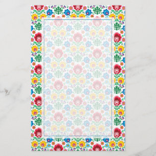 Floral Heart Folk Art Pattern Briefpapier