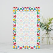 Floral Heart Folk Art Pattern Briefpapier (Staand voorkant)