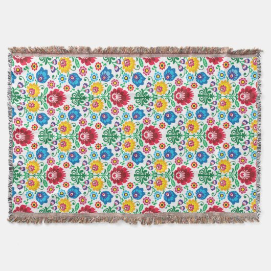 Floral Heart Folk Art Pattern Deken (Voorkant)