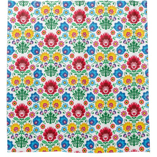 Floral Heart Folk Art Pattern Douchegordijn (Voorkant)