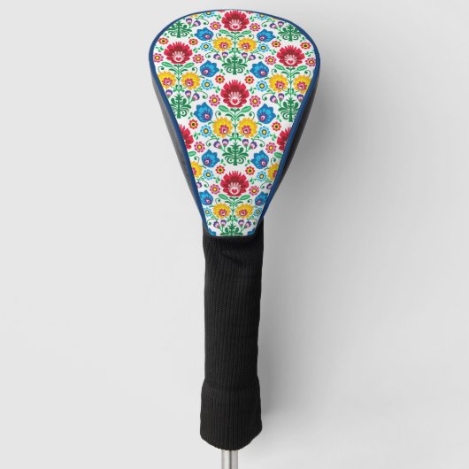 Floral Heart Folk Art Pattern Golfheadcover (Voorkant)