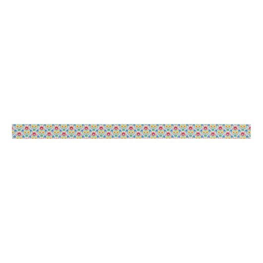 Floral Heart Folk Art Pattern Grosgrain Lint (Voorkant)