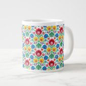 Floral Heart Folk Art Pattern Grote Koffiekop (Voorkant rechts)