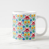 Floral Heart Folk Art Pattern Grote Koffiekop (Rechts)