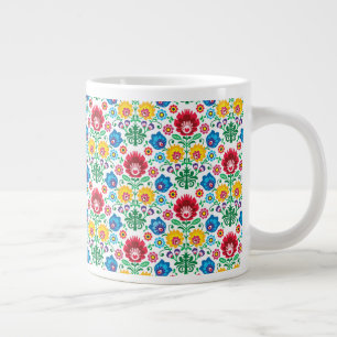 Floral Heart Folk Art Pattern Grote Koffiekop