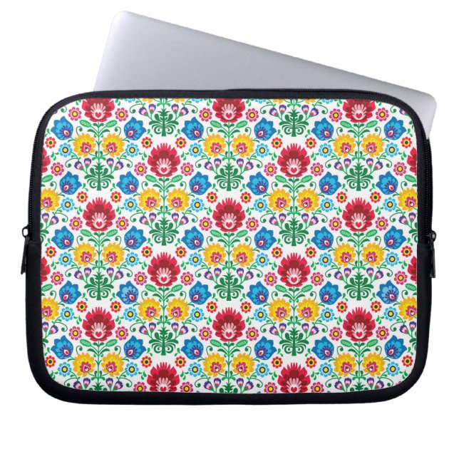 Floral Heart Folk Art Pattern Laptop Sleeve (Voorkant)