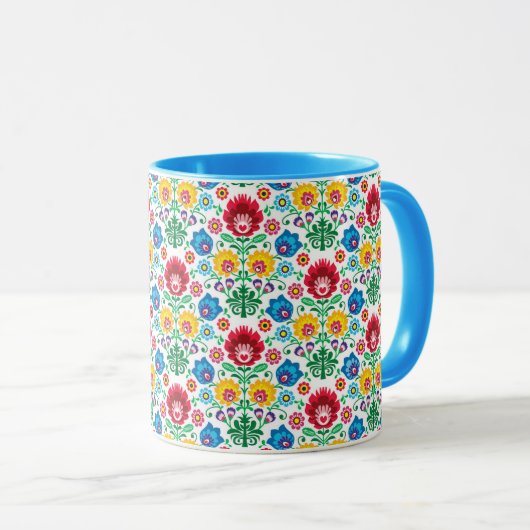 Floral Heart Folk Art Pattern Mok (Voorkant rechts)