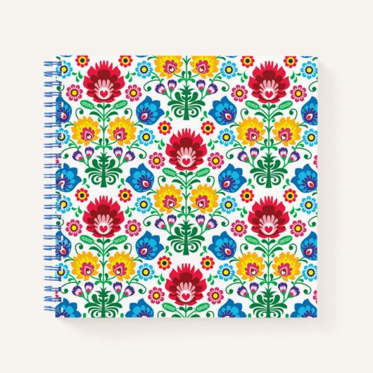 Floral Heart Folk Art Pattern Notitieboek (Voorkant)