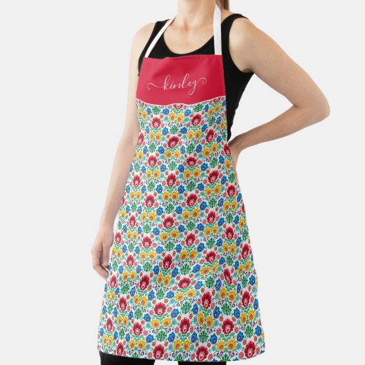 Floral Heart Folk Art Pattern Schort (Insitu)