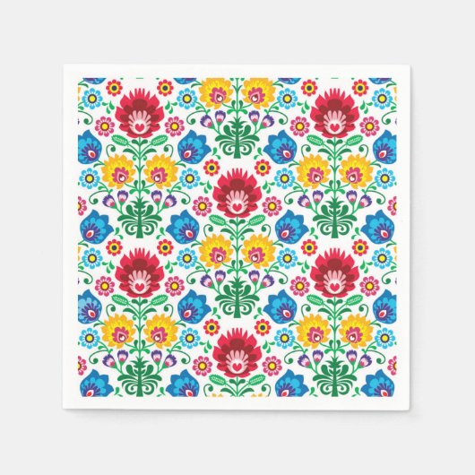 Floral Heart Folk Art Pattern Servet (Voorkant)