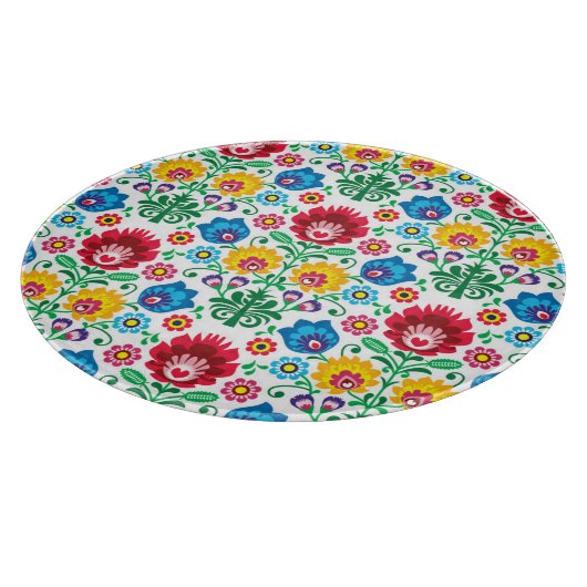 Floral Heart Folk Art Pattern Snijplank (Hoek)