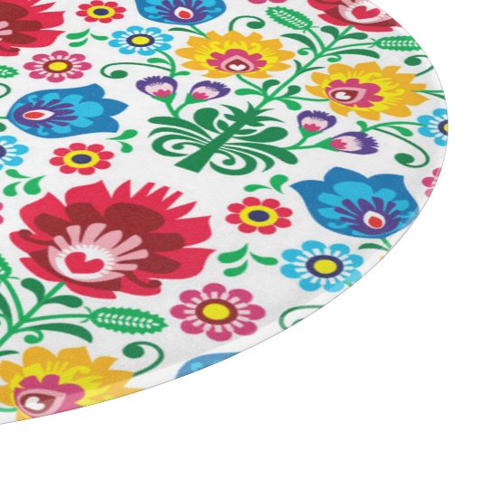 Floral Heart Folk Art Pattern Snijplank (Hoek)