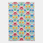 Floral Heart Folk Art Pattern Theedoek (Verticaal)