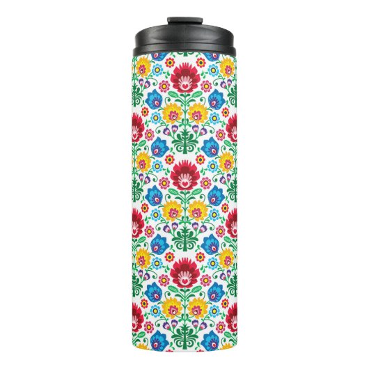 Floral Heart Folk Art Pattern Thermosbeker (Voorkant)