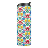 Floral Heart Folk Art Pattern Thermosbeker (Gedraaid links)