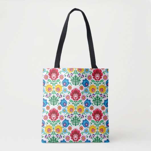 Floral Heart Folk Art Pattern Tote Bag (Voorkant)