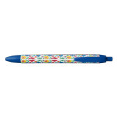 Floral Heart Folk Art Pattern Zwarte Inkt Pen (Achterkant)