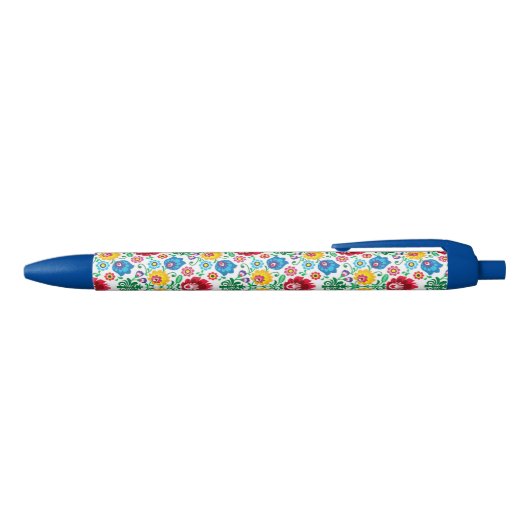 Floral Heart Folk Art Pattern Zwarte Inkt Pen (Bovenkant)