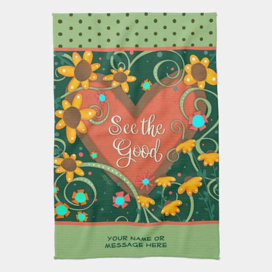 Floral Heart Fun Zie de goede quotenaam Theedoek (Verticaal)