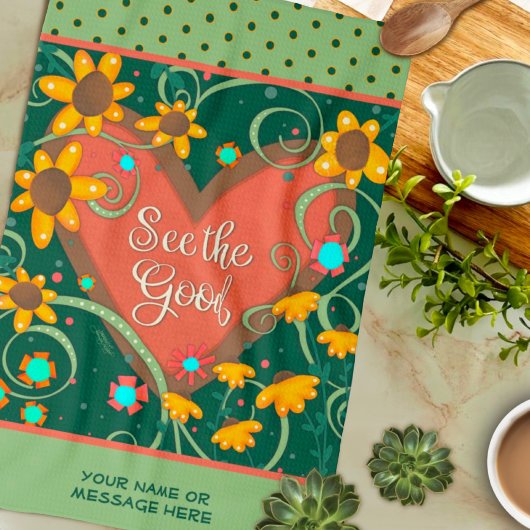 Floral Heart Fun Zie de goede quotenaam Theedoek