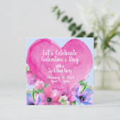 Floral Heart Galentine’s Party Uitnodiging (Staand voorkant)