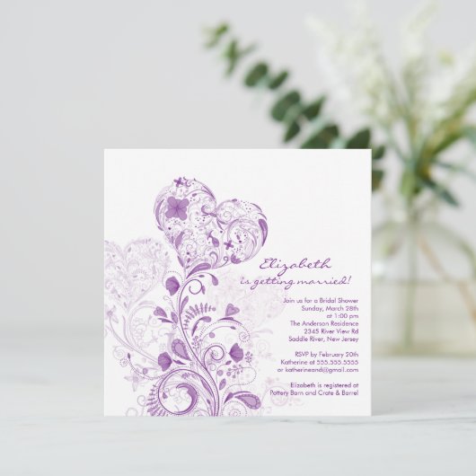 Floral Heart GardenBridal Shower Kaart (Staand voorkant)