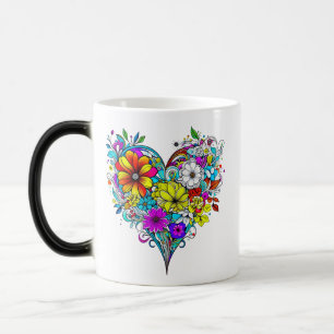 Floral Heart gepersonaliseerd Magische Mok
