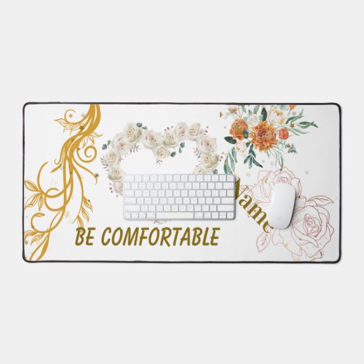Floral Heart Gepersonaliseerde Desk Mat – "Wees co (Keyboard & Muis)
