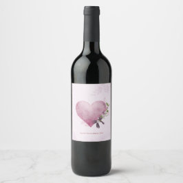 Floral Heart Gift Tag Wine Label Wijn Etiket