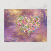 Floral Heart Gold Antiek handschrift Briefkaart (Voorkant)