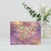 Floral Heart Gold Antiek handschrift Briefkaart (Staand voorkant)