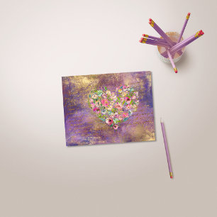 Floral Heart Gold Antiek handschrift Briefkaart