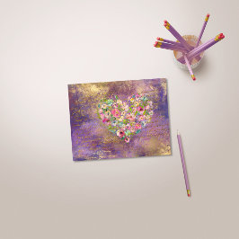 Floral Heart Gold Antiek handschrift Briefkaart