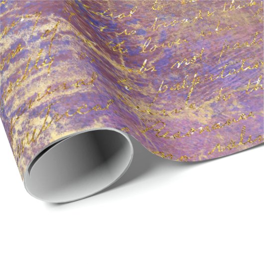 Floral Heart Gold Antiek handschrift Cadeaupapier (Rol Hoek)