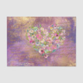 Floral Heart Gold Antiek handschrift ontkoppeling Tissuepapier (Voorkant)