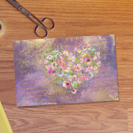 Floral Heart Gold Antiek handschrift ontkoppeling Tissuepapier