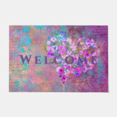 Floral Heart Gold Antiek Handschrift Welkom Deurmat (Voorkant)
