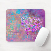 Floral Heart Gold Antiek Handwriting Monogram Muismat (Met muis)