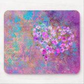 Floral Heart Gold Antiek Handwriting Monogram Muismat (Voorkant)