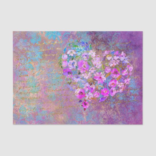 Floral Heart Gold  handschrift ontkoppeling Tissuepapier (Voorkant)